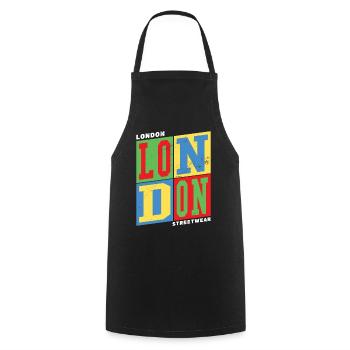 London England UK City Colorful Skyline Home - Cooking Apron - black - Front - AI Model Male 185 dark (185cm)