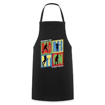 Badminton Badminton Sport Player Vintage Rétro - Tablier de cuisine - noir - Devant - AI Model Male 185 dark (185cm)