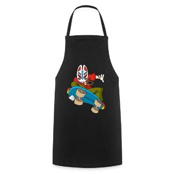 Renard étrange en skateboard - Tablier de cuisine - noir - Devant - AI Model Male 185 dark (185cm)