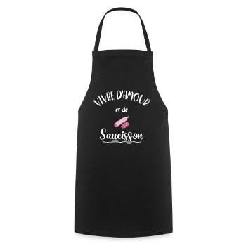 Vivre d'Amour et De Saucisson - Tablier de cuisine - noir - Devant - AI Model Male 185 dark (185cm)
