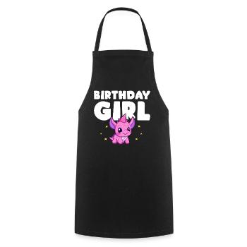 Anniversaire Fille Dinosaure Fête Enfant - Tablier de cuisine - noir - Devant - AI Model Male 185 dark (185cm)