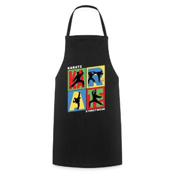 Karaté, Karatéka, arts martiaux, Combats, Sports - Tablier de cuisine - noir - Devant - AI Model Male 185 dark (185cm)