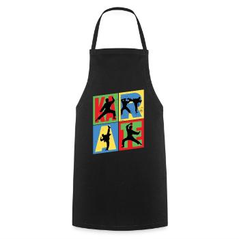 Karaté, Karatéka, arts martiaux, Combats, Sports - Tablier de cuisine - noir - Devant - AI Model Male 185 dark (185cm)
