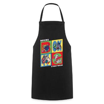 Boxen Boxer Boxkampf Sport Tiere Cartoon Comic - Kochschürze - Schwarz - Vorne - AI Model Male 185 dark (185cm)