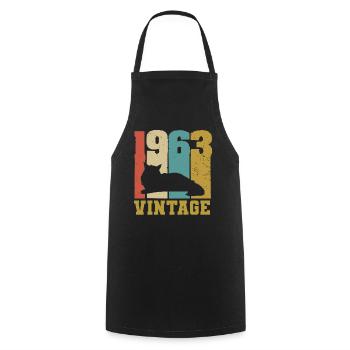 1963 Vintage Cat Maine Coon - Cooking Apron - black - Front - AI Model Male 185 dark (185cm)