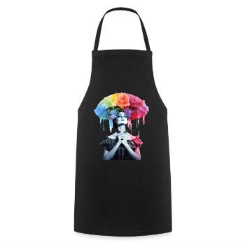 FlowerUmbrella - Cooking Apron - black - Front - AI Model Male 185 dark (185cm)