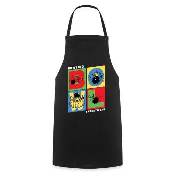 Bowling Bowling Bowling Ball Pins Bowling Players - Cooking Apron - black - Front - AI Model Male 185 dark (185cm)