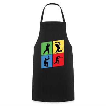 Cricket Cricketer Batsman Sport Vintage - Cooking Apron - black - Front - AI Model Male 185 dark (185cm)