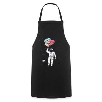 Will you Marry Me, Astronaut in space - Cooking Apron - black - Front - AI Model Male 185 dark (185cm)