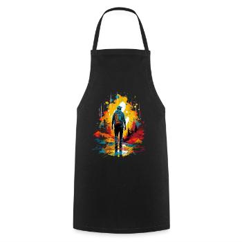 Wandern Berge Bunt - Kochschürze - Schwarz - Vorne - AI Model Male 185 dark (185cm)