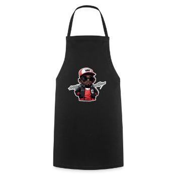 Kleiner Hip Hop Kopf mit Strich (Rot) - Kochschürze - Schwarz - Vorne - AI Model Male 185 dark (185cm)