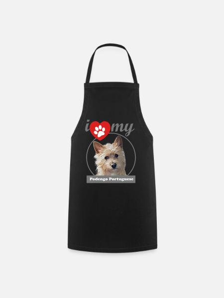 I love my Podengo Portuguese cerdoso - Cooking Apron - black