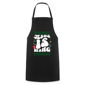 Jesus is King Christians Xmas Retro Ugly Christmas - Cooking Apron - black - Front - AI Model Male 185 dark (185cm)