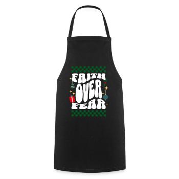 Faith over Fear - Christian's Retro Ugly Christmas - Cooking Apron - black - Front - AI Model Male 185 dark (185cm)