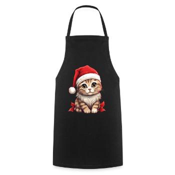 Cat Christmas Christmas Cat Cute Merry Catmas - Cooking Apron - black - Front - AI Model Male 185 dark (185cm)
