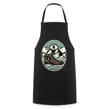 Drawing Hiker Mountain Hiking Shoe - Cooking Apron - black - Front - AI Model Male 185 dark (185cm)