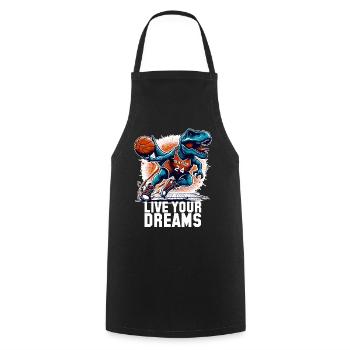 Cadeau de basket-ball T-Rex Dinosaur Dreams - Tablier de cuisine - noir - Devant - AI Model Male 185 dark (185cm)