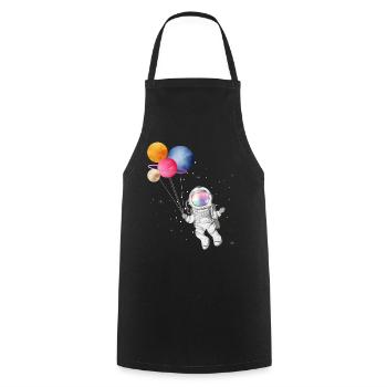 Astronaute avec des planètes colorées en guise de ballons - Tablier de cuisine - noir - Devant - AI Model Male 185 dark (185cm)