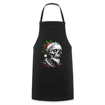 Santa Skull // Skull Santa Claus FS0037 - Cooking Apron - black - Front - AI Model Male 185 dark (185cm)