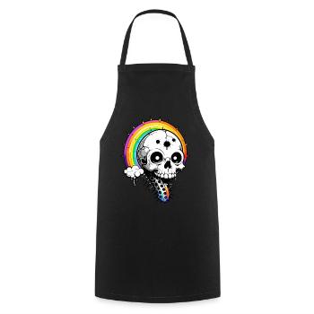 Rainbow Skull // Totenkopf Regenbogen FS0103 - Cooking Apron - black - Front - AI Model Male 185 dark (185cm)