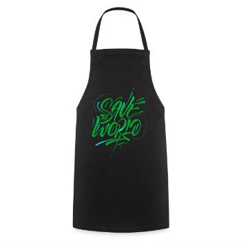 Save the World Graffiti Aktivismus - Kochschürze - Schwarz - Vorne - AI Model Male 185 dark (185cm)