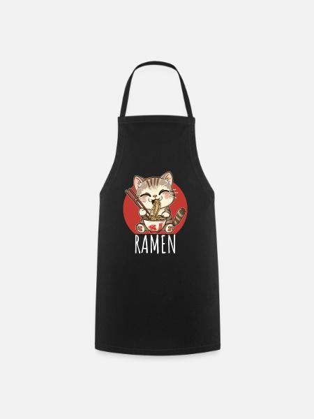 Ramen Kawaii Katze Japon Anime Manga Chat Neko - Tablier de cuisine - noir