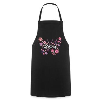 Butterfly Young Retiree Woman Retirement - Cooking Apron - black - Front - AI Model Male 185 dark (185cm)