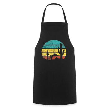 Retro Desert Graphic Nature Cactus - Cooking Apron - black - Front - AI Model Male 185 dark (185cm)