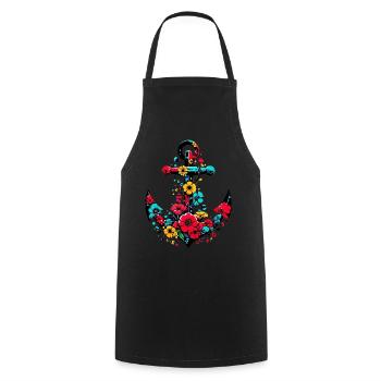 An Anchor with Flowers - Cooking Apron - black - Front - AI Model Male 185 dark (185cm)