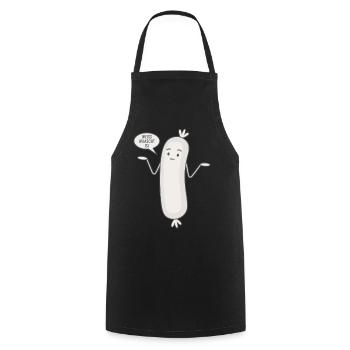 Weiss wuascht is - Spruch Wurst Lustige Weißwurst - Kochschürze - Schwarz - Vorne - AI Model Male 185 dark (185cm)