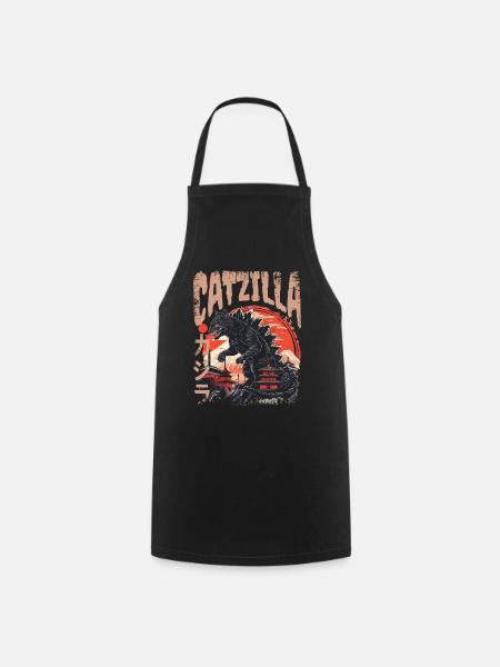 Catzilla japanische Katze vintage - Forklæde - sort
