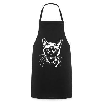 Siamese Cat "Black Edition" - Cooking Apron - black - Front - AI Model Male 185 dark (185cm)