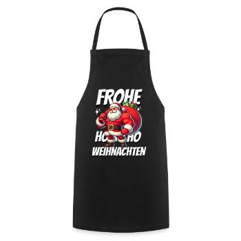 Muskel Weihnachtsmann Frohe Weihnachten - Kochschürze - Schwarz - Vorne - AI Model Male 185 dark (185cm)