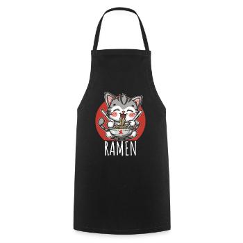 Ramen Kawaii Katze Japan Anime Manga Cat Neko - Kochschürze - Schwarz - Vorne - AI Model Male 185 dark (185cm)