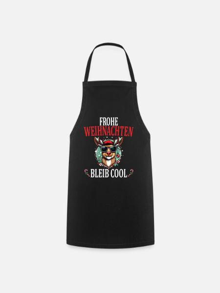 Funny Cool Reindeer Merry Christmas - Cooking Apron - black