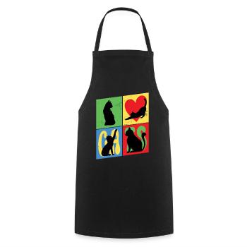 Chat Chaton Chat Silhouette Coeur Art Coloré - Tablier de cuisine - noir - Devant - AI Model Male 185 dark (185cm)