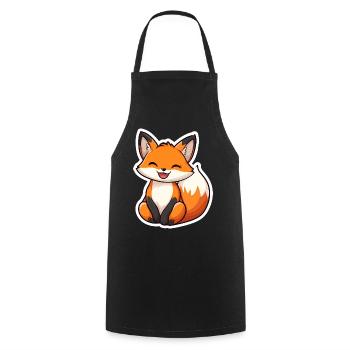 Renard mignon et heureux dans le style dessin animé - Tablier de cuisine - noir - Devant - AI Model Male 185 dark (185cm)