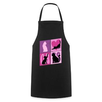 Chat Chaton Chat Silhouette Coeur Art Coloré - Tablier de cuisine - noir - Devant - AI Model Male 185 dark (185cm)