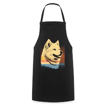 Samoyed Vintage Portrait - Cooking Apron - black - Front - AI Model Male 185 dark (185cm)