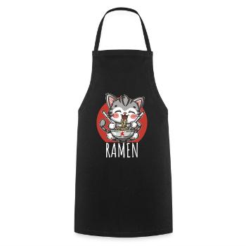 Ramen Kawaii Katze Japan Anime Manga Cat Neko - Kochschürze - Schwarz - Vorne - AI Model Male 185 dark (185cm)