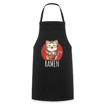 Ramen Kawaii Katze Japan Anime Manga Cat Neko - Kochschürze - Schwarz - Vorne - AI Model Male 185 dark (185cm)