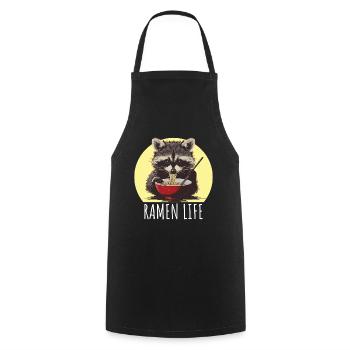 Waschbär süß mit Ramen Life Kawaii Japan - Kochschürze - Schwarz - Vorne - AI Model Male 185 dark (185cm)
