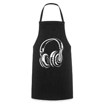 Kopfhörer Illustration - Musiker DJs und Beats - Kochschürze - Schwarz - Vorne - AI Model Male 185 dark (185cm)