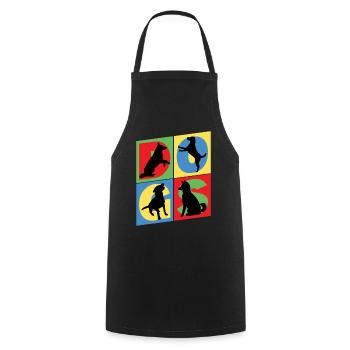 Silhouettes de chien Chiot Chien Coloré Vintage Rétro - Tablier de cuisine - noir - Devant - AI Model Male 185 dark (185cm)