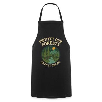 Forest protection nature motif - Cooking Apron - black - Front - AI Model Male 185 dark (185cm)