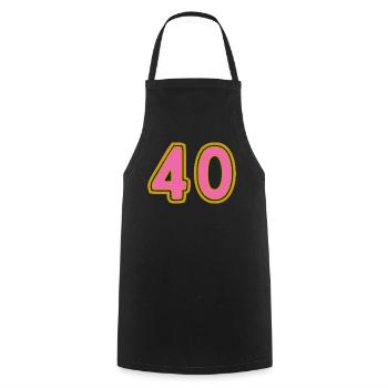40. 40 ANS. 40e ANNIVERSAIRE. ANNIVERSAIRE 40 ANS. - Tablier de cuisine - noir - Devant - AI Model Male 185 dark (185cm)