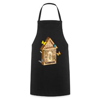 Wood look insect hotel with insects illustration - Cooking Apron - black - Front - AI Model Male 185 dark (185cm)