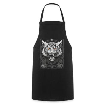 TIGER TRIBAL GOTHIC TATTOO TATTOO NATURE METAL - Cooking Apron - black - Front - AI Model Male 185 dark (185cm)
