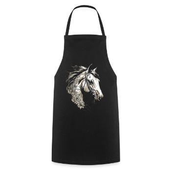 HORSE HORSES VINTAGE FLOWER🌼 🐴🌸🌈🐎🏇 - Cooking Apron - black - Front - AI Model Male 185 dark (185cm)