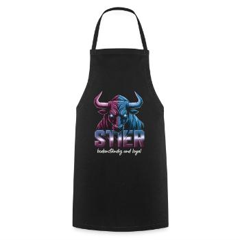 Stier Sternzeichen - Kochschürze - Schwarz - Vorne - AI Model Male 185 dark (185cm)